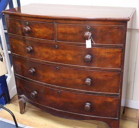 A Regency mahogany bow front chest W 103cm